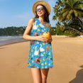 thumbnail image 3 of Fotbe Rooster And Chickens Vestido de Verano sin Mangas para Mujer – Vestido Midi Línea A, Estilo Camiseta Floral, Vestido Playero Casual y Fluido, 3 of 7