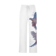 thumbnail image 4 of Summer Savings Clearance! Stamzod Summer Men's Cotton Linen Casual Pants Vintage Print Loose Wide Leg Pants Plus Size Open Bottom Joggers Sweatpants With Pockets, 4 of 6