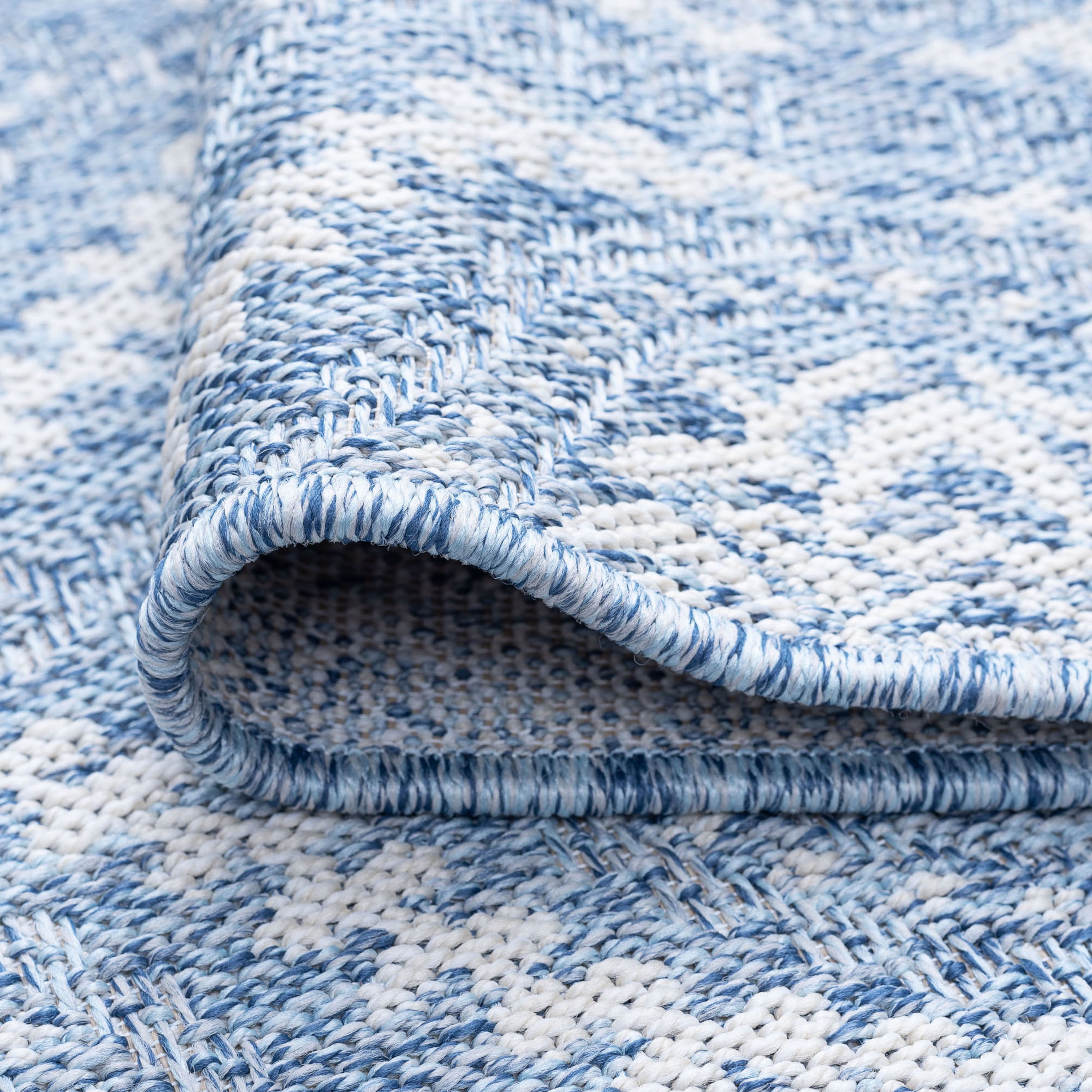 2x3 Water Resistant, Small Indoor Outdoor Rugs for Patios, Front Door Entry, Entryway, Deck, Porch, Balcony | Outside Area Rug for Patio | Blue, Damask | Size: 2' x 3'
