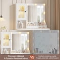 thumbnail image 2 of Lighted Makeup Vanity Set with Mirror - 41 Inch Dressing Table with Drawers, Glass Cabinets, Power Outlet & Adjustable LED Lights for Women Girls Bedroom, White, 2 of 5