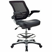 Modway Edge Drafting Chair with Mesh Back and Vinyl Seat in Black