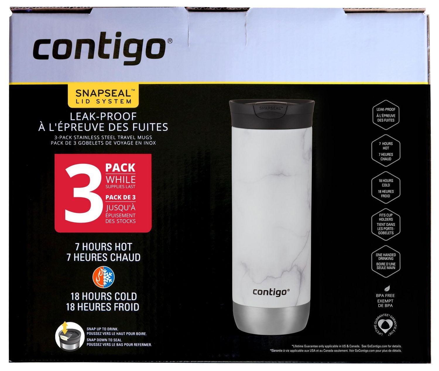Contigo 20oz Huron SnapSeal Travel Mug - 3 Pack, 20oz/590ml, BPA Free