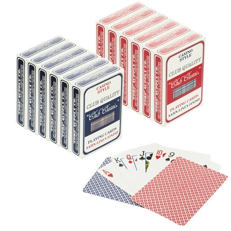 Poker Cards Set Club Classic (Set of 12) Playing Cards Bulk Plastic Coated Casino Style Decks Professional Poker & Games ()