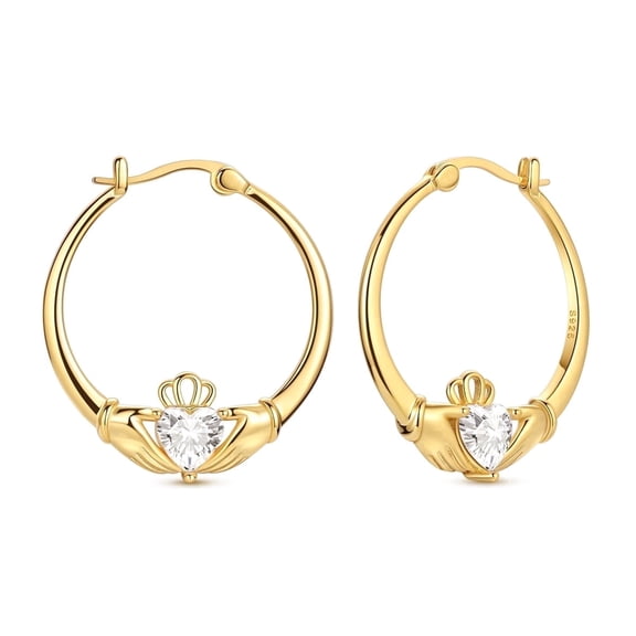 NARMO Original Love Heart Hand 925 Sterling Silver Hoop Earrings AAA CZ for Women Jewelry Gift