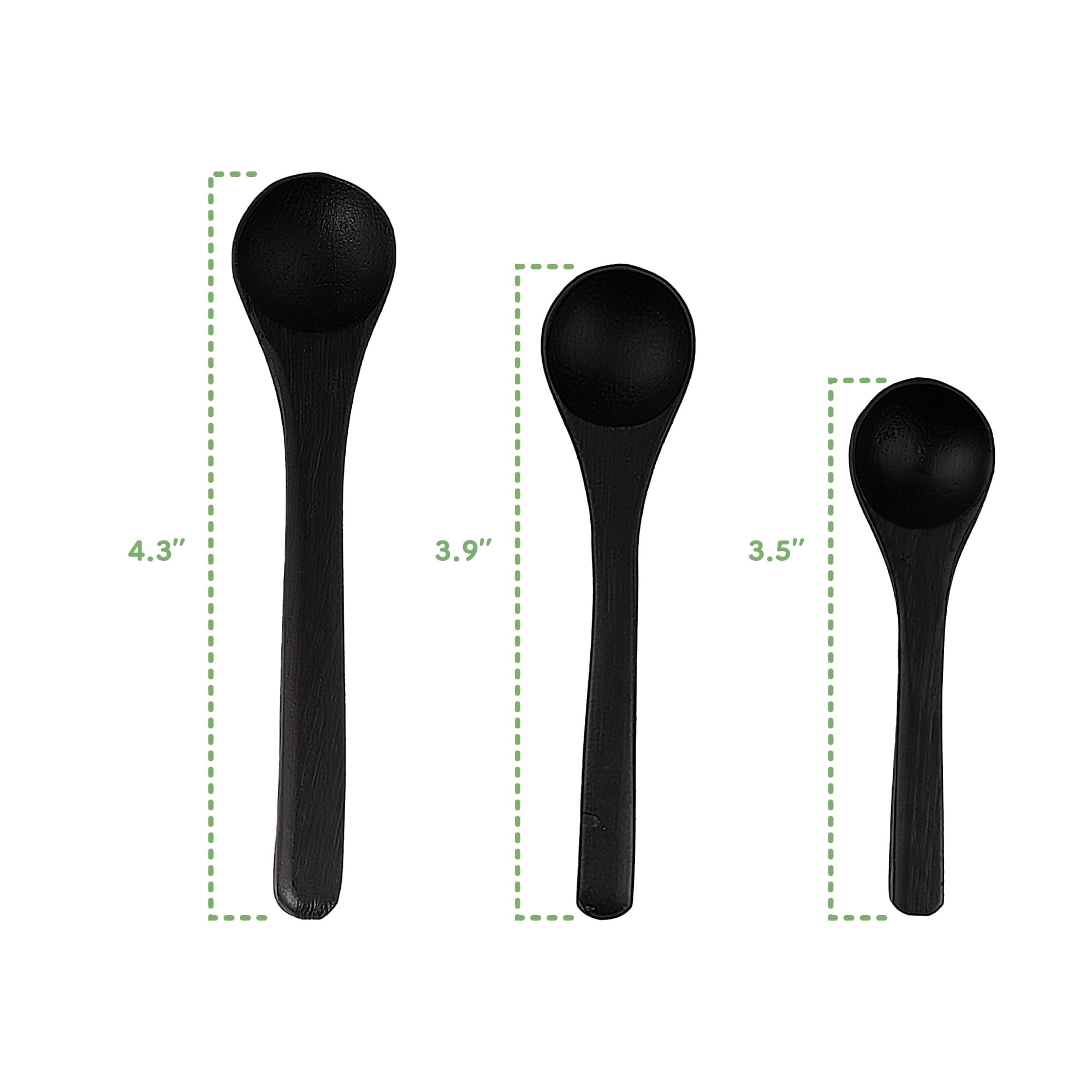 Cucchiaini In Bambù Carbonizzato Testa Ovale - Set Da 10 Pezzi Per Spezie, Sale E Zucchero - Foto 4