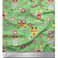 thumbnail image 1 of Soimoi Polyester Crepe Fabric Floral & Owl Cartoon Print Fabric by Yard 52 Inch Wide, 1 of 3