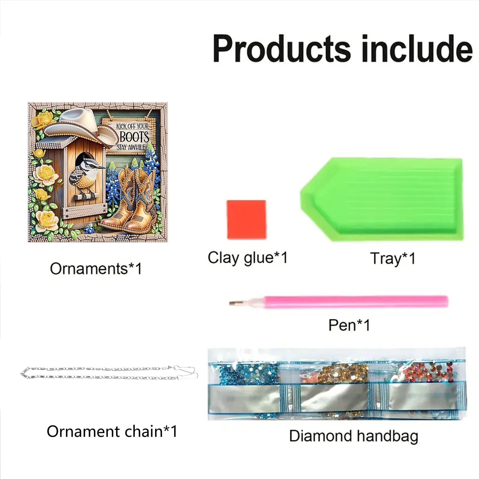 FLOPESN DIY Diamond Art Painting Creative,9.84*9.84in Bird's Nest Boots Design, Acrylic Material Irregular Shape Home Decoration Pendant