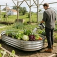 thumbnail image 4 of HGD Raised Garden Bed Kit Oval Galvanized Metal Outdoor Planter 4x2x1 ft, 4 of 8