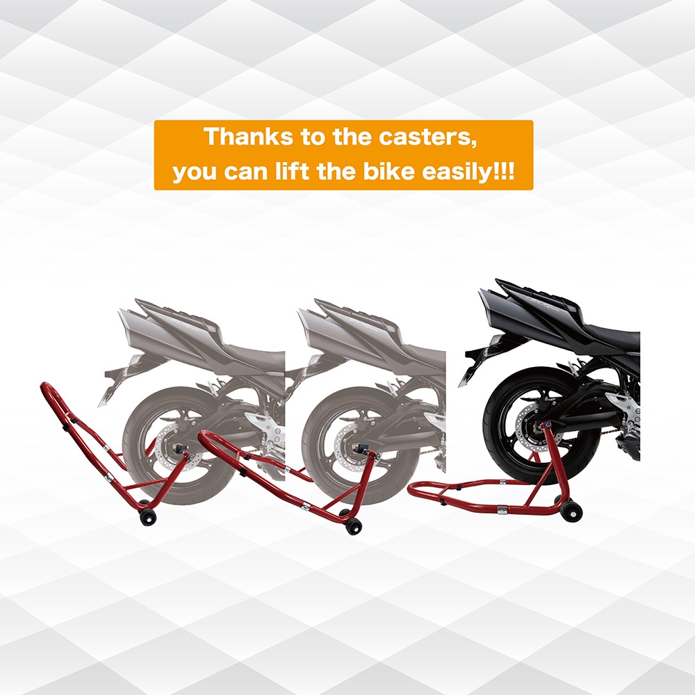 Motorcycle Stands, 850 lbs Capacity Rear Wheels Lift with U+L Adjustable Swingarm Spool, Heavy Duty Swingarm Paddock Stands Red