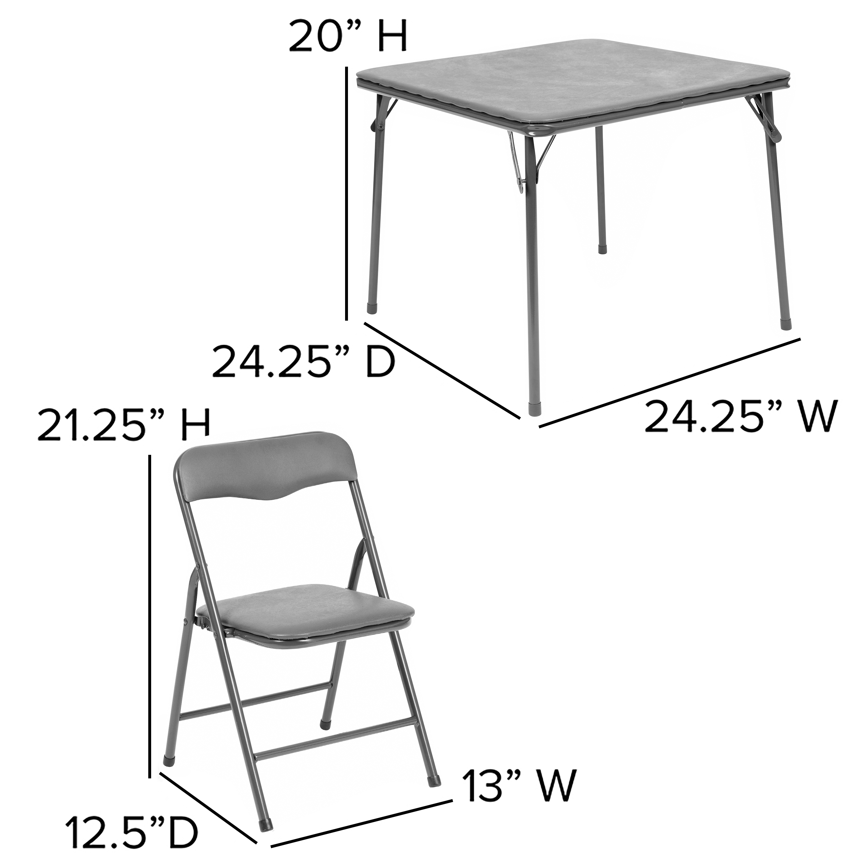 Emma + Oliver Kids Gray 5-Piece Folding Activity Table & Chair Set photo 8