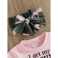 thumbnail image 6 of Niusricy Toddler Baby Girl Summer Clothes Set 0 3M 6M 12M 18M 24M Infant Short Sleeve T-Shirt Letter Print Tassel Tops with Camouflage Shorts and Bow Headband Newborn Kids Fashion Cool Casual Outfits, 6 of 8