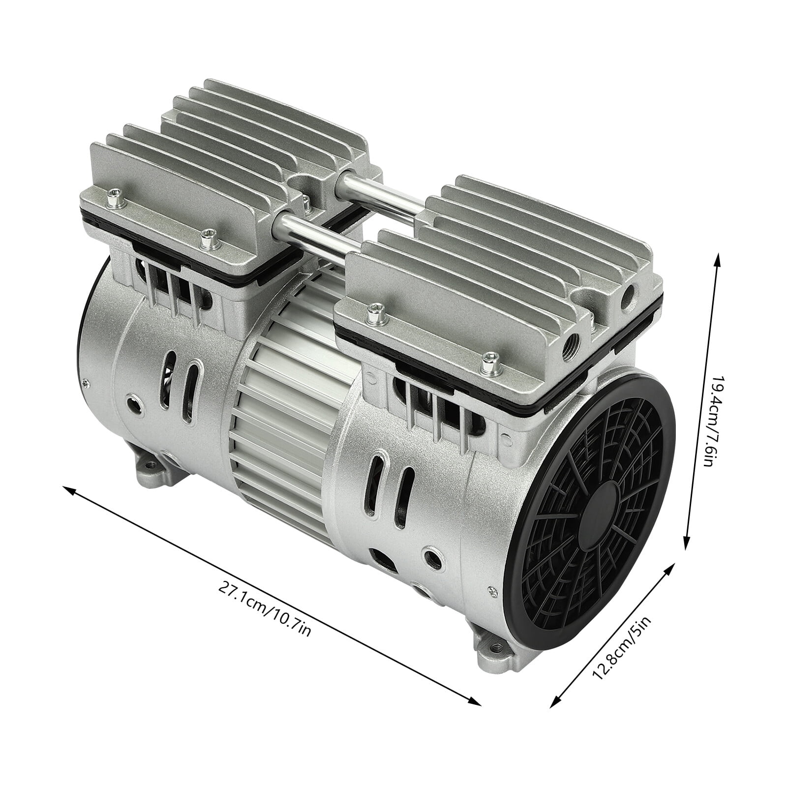 10.7*5*7.6 Modern Silver Oilless Vacuum Pump Oil Free Air Compressor Piston Compressor Pump 550W 125L/min