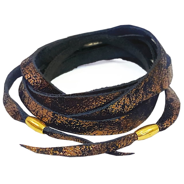 VANGANIA pulsera de piel unisex con baño de oro intención gratitud