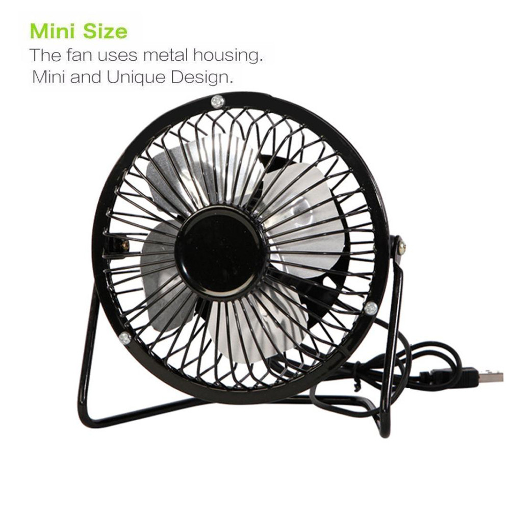 6-inch mini metal fan USB Desk Fan, Small Air Circulator Fan, Electric Table Desktop Fan Rechargeable Portable Fan For Travel for Camping Office Room Outdoor Black