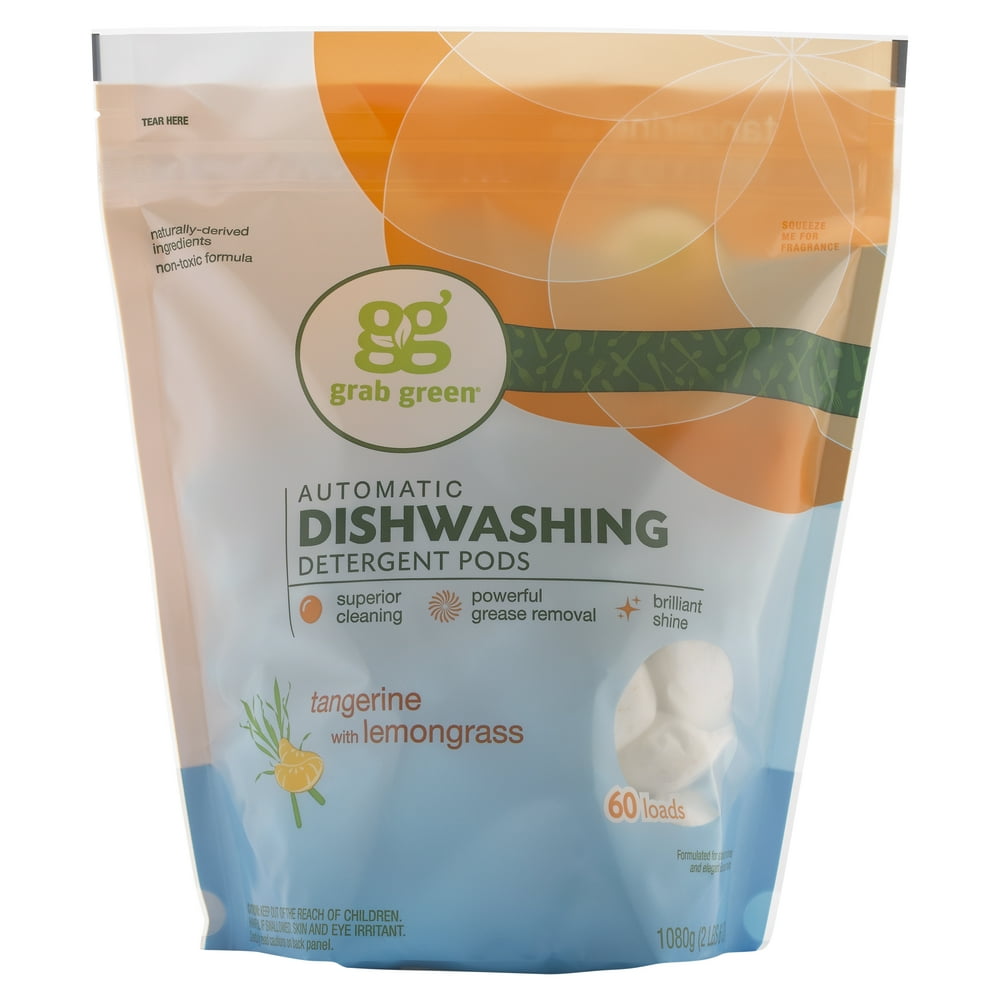 Grab Green Natural Automatic Dishwashing Detergent Pods Tangerine with