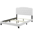 thumbnail image 3 of Modern Contemporary Urban Design Bedroom Queen Size Platform Bed Frame, Fabric, White, 3 of 5