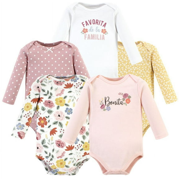 Hudson Baby Cotton Long-Sleeve Bodysuits, 5-Pack, Newborn- 24 Months