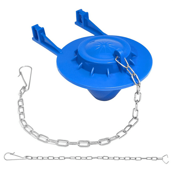 1SET Universal Toilet Flapper Replacement Kit 2 Inch Toilet Tank Flapper with 2 Stainless Chains Replacement,1 * Cover 2 * Chapter,Blue & Silver