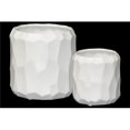 thumbnail image 1 of Urban Trends Collection 45900 Ceramic Cylindrical Pot with Wide Mouth & Embossed Irregular Patterns Design Body Matte Finish, White - Set of 2, 1 of 1