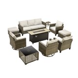 ODELIO 10-Piece Outdoor Wicker Patio Furniture Set, All-Weather PE ...