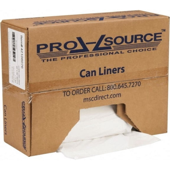 PRO-SOURCE 45 Gal 1.1 mil Heavy-Duty Trash Bag 40" Wide x 46" High, Hexene Resins, Roll Dispenser, White