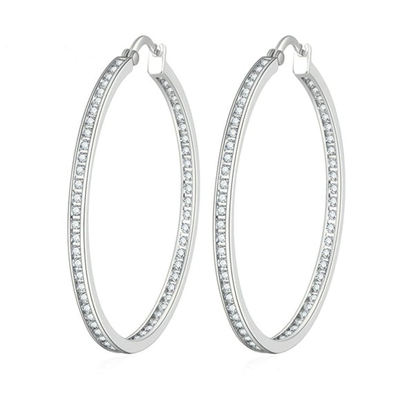 Women's S925 Silver Hoop Earrings - S925 Silver Hoop Earrings - Cubic Zirconia - Hypoallergenic - Birthday & Wedding Jewelry - Gift