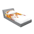 thumbnail image 2 of Ambesonne Fall Fitted Sheet & Pillow Sham Set, Cartoon Maple Autumn Tree, Twin, Orange White, 2 of 2