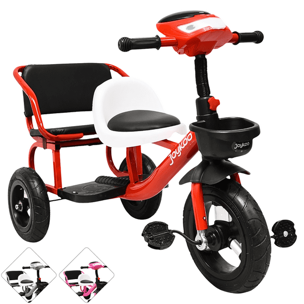 Triciclo para Niños Dos Asientos Torreta con Luz y Sonido Ruedas