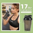thumbnail image 2 of CREAWELLAY 2 Pack Shaker Bottles for Protein Mixes, 17 oz Small Protein Shaker Bottle with Handle, Gym Shaker Cups with Blending Ball for Pre Workout, BPA-Free & Dishwasher Safe (Black, Blue), 2 of 5