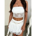 thumbnail image 2 of KelaJuan Women Summer Skirts Outfits Lace Strapless Tube Tops High Waist Ruffles Mini Skirts 2 Pieces Clothes Set, 2 of 6