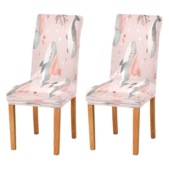 BZSMCE Chairs Slipcovers Dining Chair Covers Design Cut Black Whale Creative Pattern