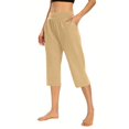 thumbnail image 4 of Jxximdong Leggings for Women High Waisted Cutout Yoga Capris Lightweight Cozy Cropped Pants Solid Soft Pajams Pants Beige L Yoga Pants, 4 of 6