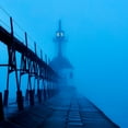 thumbnail image 2 of McLoughlin, James 12x12 Black Ornate Wood Framed with Double Matting Museum Art Print Titled - Lighthouse at Night I, 2 of 4