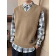 thumbnail image 5 of Suéter de punto liso para hombre, chaleco de negocios, cuello en V, color sólido, ropa para hombre, sin mangas, estilo coreano, moda 2024 X Sheap A, 5 of 5