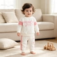 thumbnail image 5 of Baby Girl Fall Winter Clothes Toddler Outfit Letters Graphic Crewneck Sweatshirts + Joggers Pants Set 12-18 Months, 5 of 7