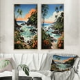 thumbnail image 1 of Designart "Tropical Paradise by the Coast II" Coastal Tropical Framed Wall Art Set Of 2 - Multi-Color Beach Framed Canvas Set For Living Room Decor, 1 of 6