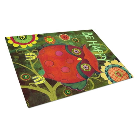 

Caroline s Treasures Be Happy Oh Yeah Owl Glass Cutting Board Large