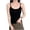 Black, variant on Women's Seamless Ribbed Camisole with Built in Bra Crew Neck Sleeveless Nylon Spandex Stretch for Daily Wear