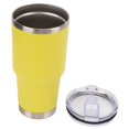 thumbnail image 1 of Botella térmica de acero inoxidable con aislamiento al vacío, taza de café de doble pared con tapa para viajes, color amarillo, 1 of 15
