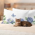 thumbnail image 3 of Spring Blue Purple Hydrangea Pillow Covers 2 Pack Country Watercolor Floral Butterfly Leaf Pillowcase Waterproof Outdoor Throw Pillow Cover for Patio Balcony Rectangular Cushion 20”x12”, 3 of 9
