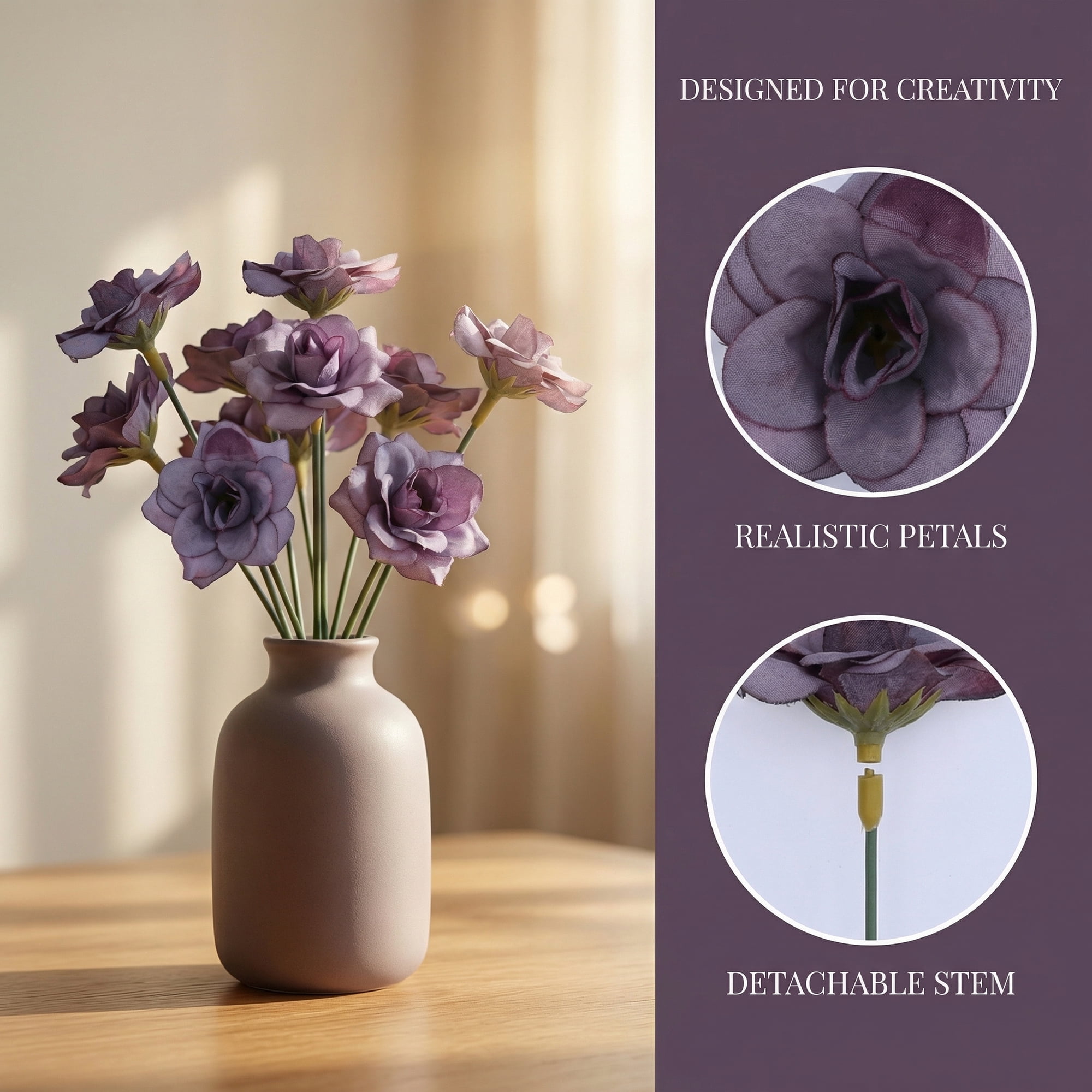 Unique Bargains Artificial Roses Bouquet Silk Rose with Detachable Flower [Cigarette Ash]
