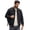 Black, variant on Mens Reversible Stand Collar Jacket Lightweight Zip Front Casual Business Outerwear with Ribbed Cuffs and Hem Khaki XL