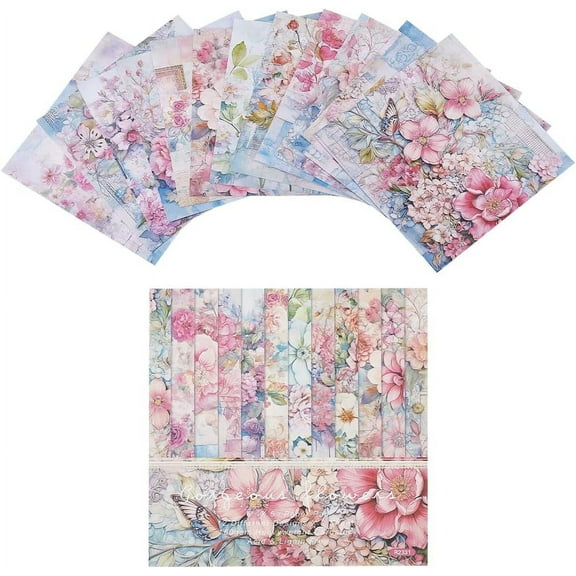 24Pcs Scrapbook Papers for DIY Album Scrapbook Greeting Card Background Paper Hot Pink 152x152x0.1mm