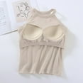 thumbnail image 5 of Mrat Cotton Tank Tops Women's Round Neck with Chest Pad and Solid Color Bottom Tops Beach Tank Tops for Women S-284 Beige M, 5 of 5