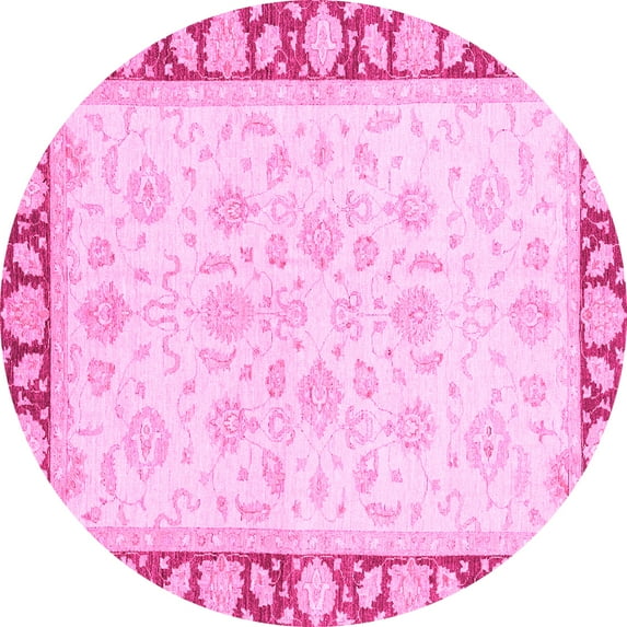 Ahgly Company Indoor Round Oriental Pink Traditional Area Rugs, 4' Round