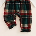 thumbnail image 6 of CAICJ98 Newborn Baby Girl Clothes Ruffle Sleeve Jumpsuit Corduroy Plaid Romper+Headband Cute Fall Winter One Piece Outfit (Green,0-3 Months), 6 of 8