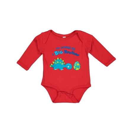 

Inktastic Happy Dinosaur Future Big Brother Gift Baby Boy Long Sleeve Bodysuit