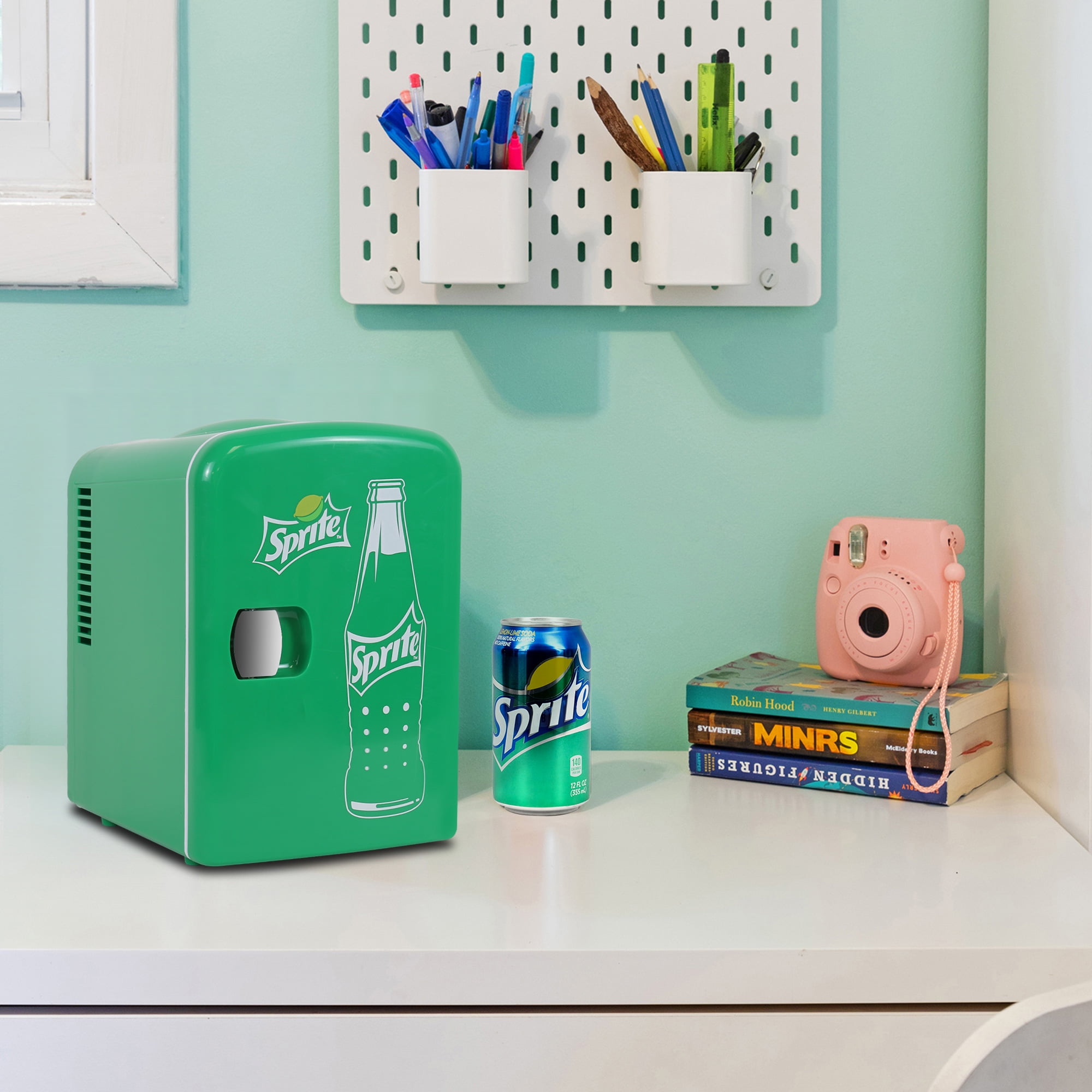 Coca-Cola Sprite 4L Cooler and Warmer,12V DC and 110V AC Cords, 6 Can Portable Mini Fridge, Personal Travel Refrigerator, Green