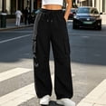 thumbnail image 5 of Hvogkswy Cargo Pants Women Drawstring Elastic Waist Jogger Cargo Pants Loose Straight Lightweight Comfy Hiking Pants with Multi Pockets, 5 of 7