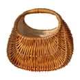 thumbnail image 4 of Bolso de paja para mujer, bolso de mano de mimbre con asa superior, forma de concha, tejido a mano, moderno 22cmx12cmx22cm, 4 of 9